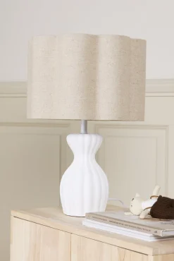 Alice & Fox Curve Lampefod inkl Lily Lampeskærm S, White/Beige
