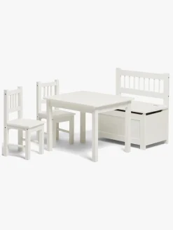 Alice & Fox LOVIS Bord & Stole + Sofa med Opbevaring, Hvid