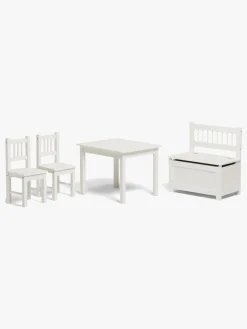 Alice & Fox LOVIS Bord & Stole + Sofa med Opbevaring, Hvid