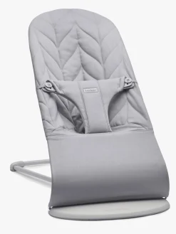 BabyBjörn Bliss Skråstol Woven Bladmønstret Quilt, Lysegrå