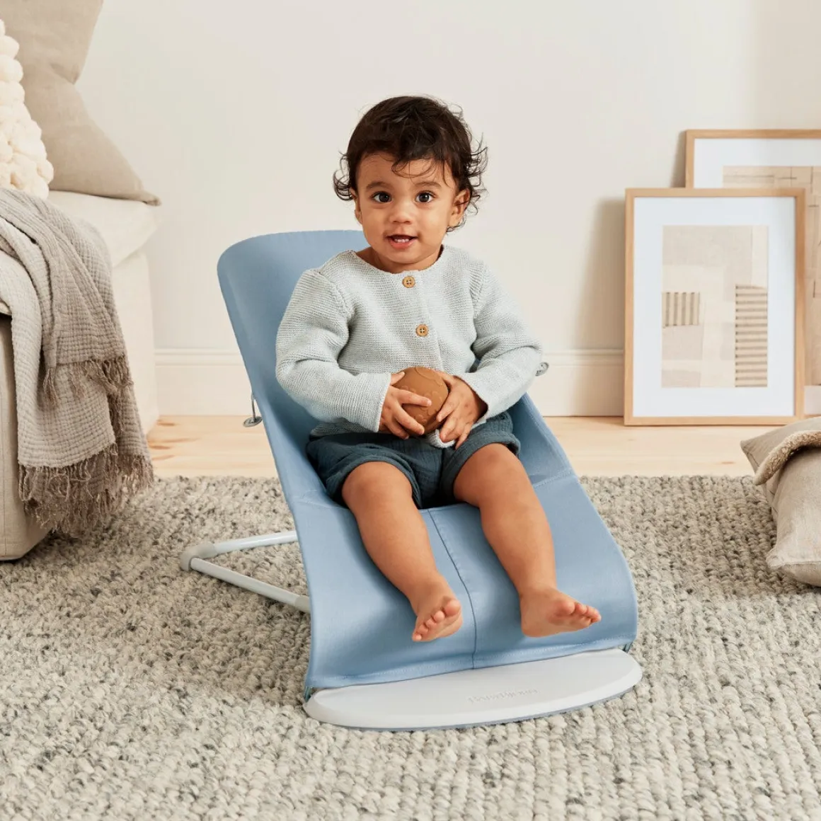 BabyBjörn Bliss Skråstol Woven Bladmønstret Quilt, Blå