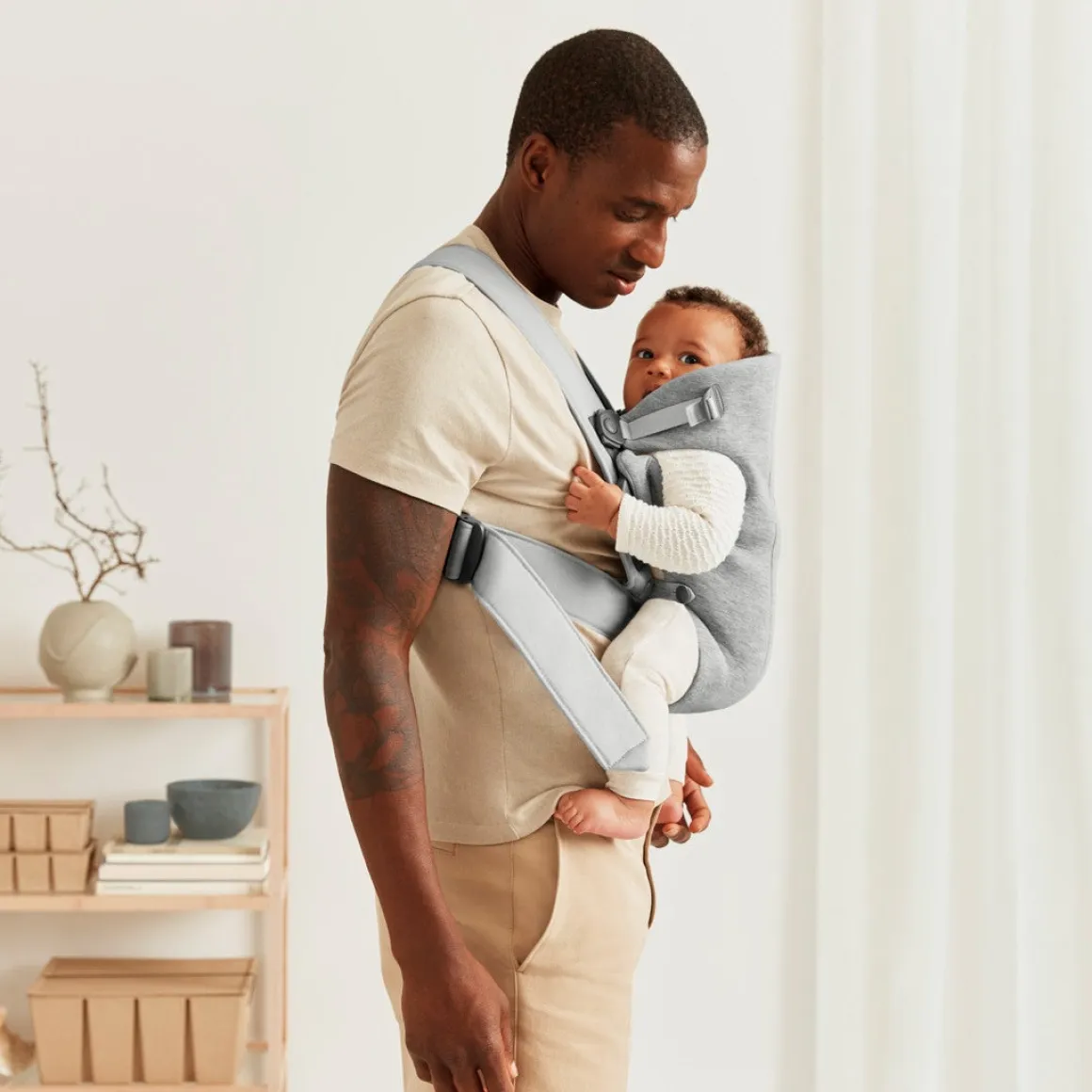 BabyBjörn Mini Bæresele 3D Jersey, Light grey
