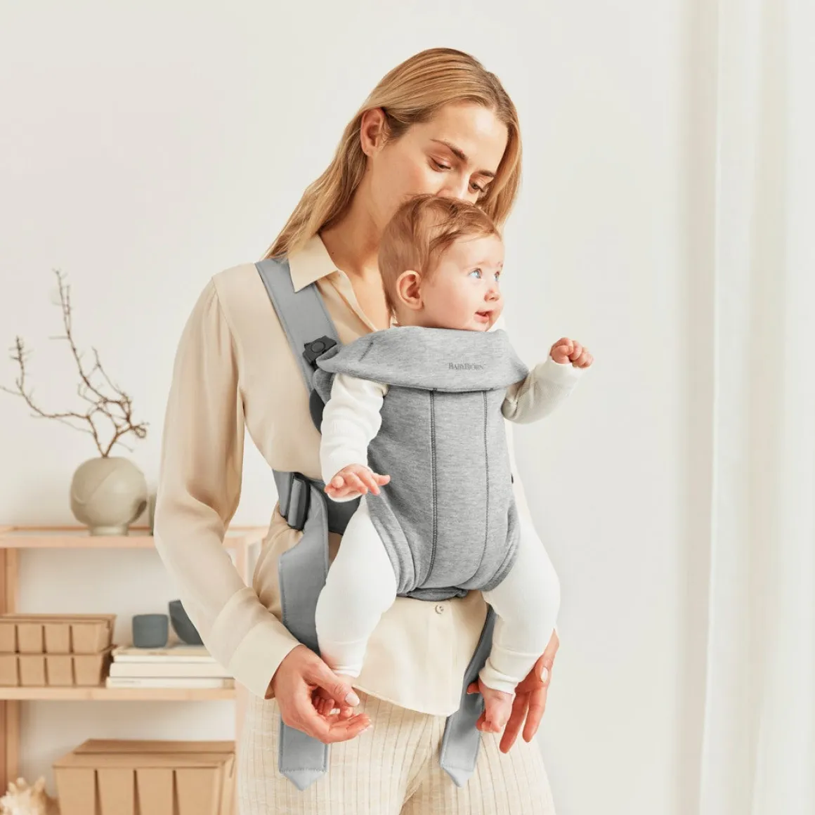 BabyBjörn Mini Bæresele 3D Jersey, Light grey