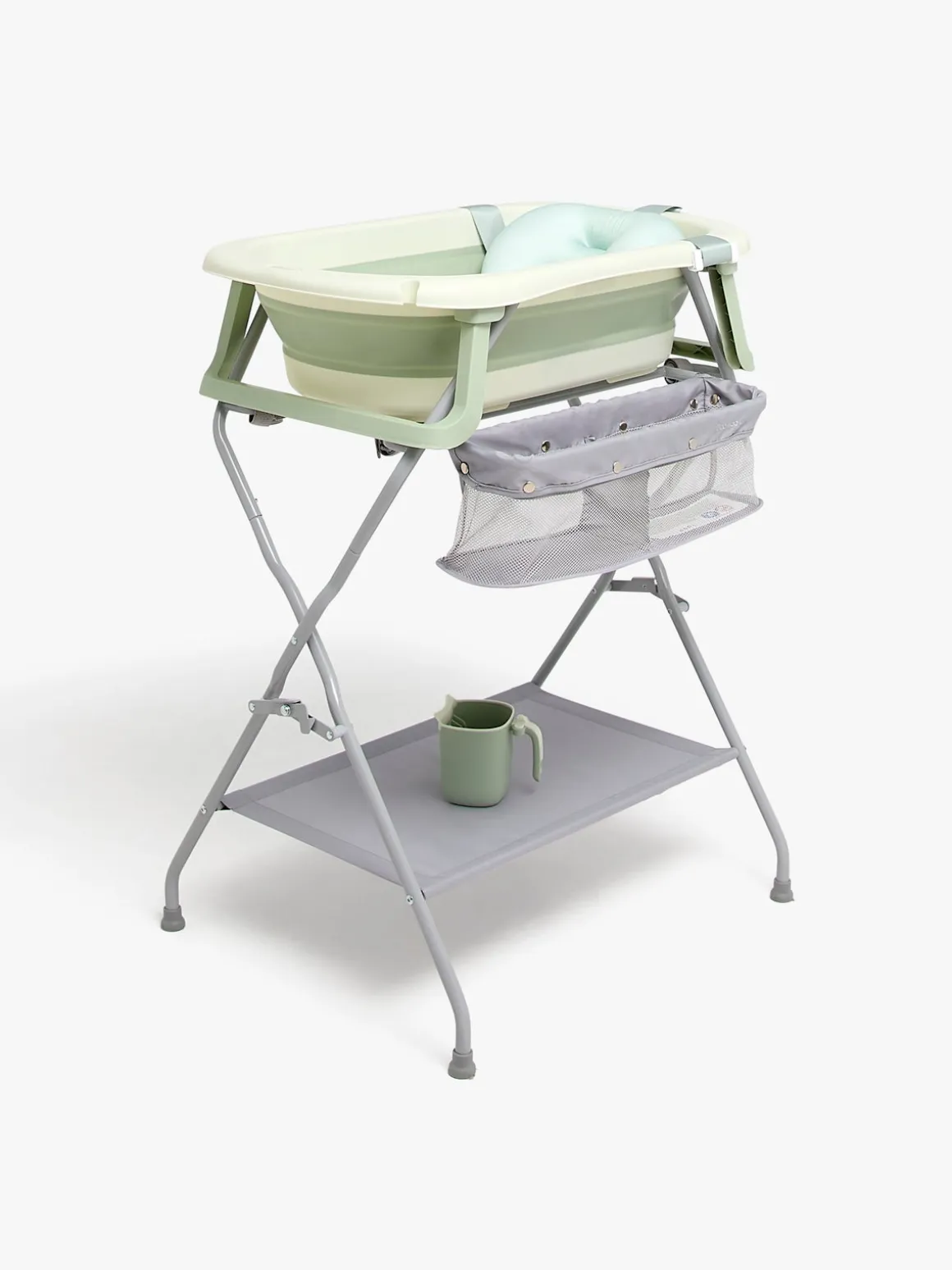 Beemoo CARE Assist Badekar inkl. Badestøtte Stativ & Skyllekande, Soft Green