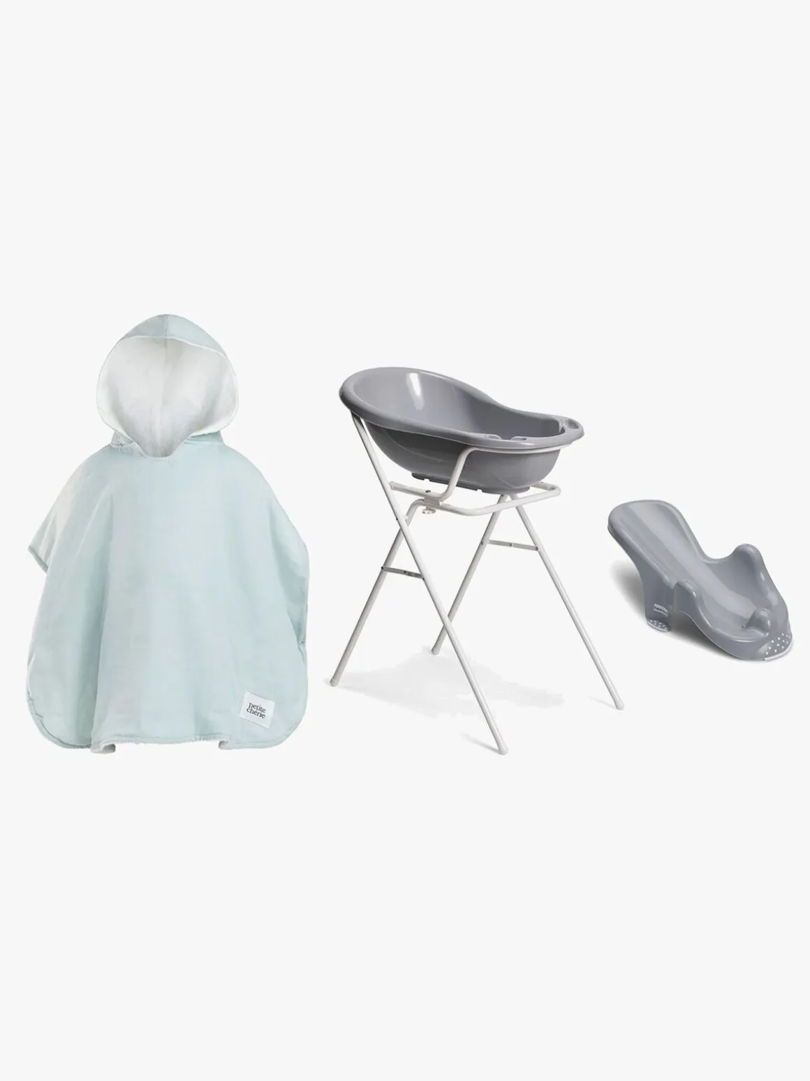 Beemoo CARE Badekar med Stativ Inkl. Badestol & Badekåbe, Grey/Blue