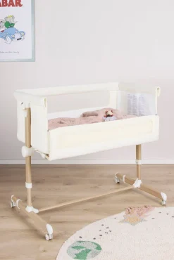 Beemoo CARE Calm Bedside Crib, Nature/White