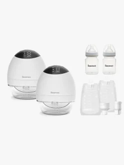 Beemoo CARE Wearable LED Elektrisk Brystpumpe Dobbelt inkl. Modermælksposer 30-pak & Flasker 2-pak