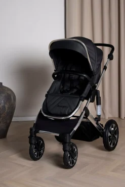 Beemoo Maxi 4 Duovogn inkl. Route i-Size Autostol Baby & ISOFIX Base, Black Silver/Mineral Gray
