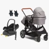 Beemoo Maxi 4 Twin Søskendevogn inkl. Maxi-Cosi CabrioFix i-Size Autostol Baby & Base, Grey