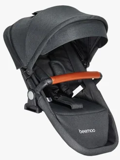 Beemoo Maxi 4 Twin Søskendevogn inkl. Ekstra Søskendesæde & Route i-Size Autostol Baby, Black/Mineral Grey