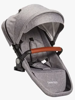 Beemoo Maxi 4 Twin Søskendevogn inkl. Ekstra Søskendesæde & Route i-Size Autostol Baby, Grey/Mineral Grey