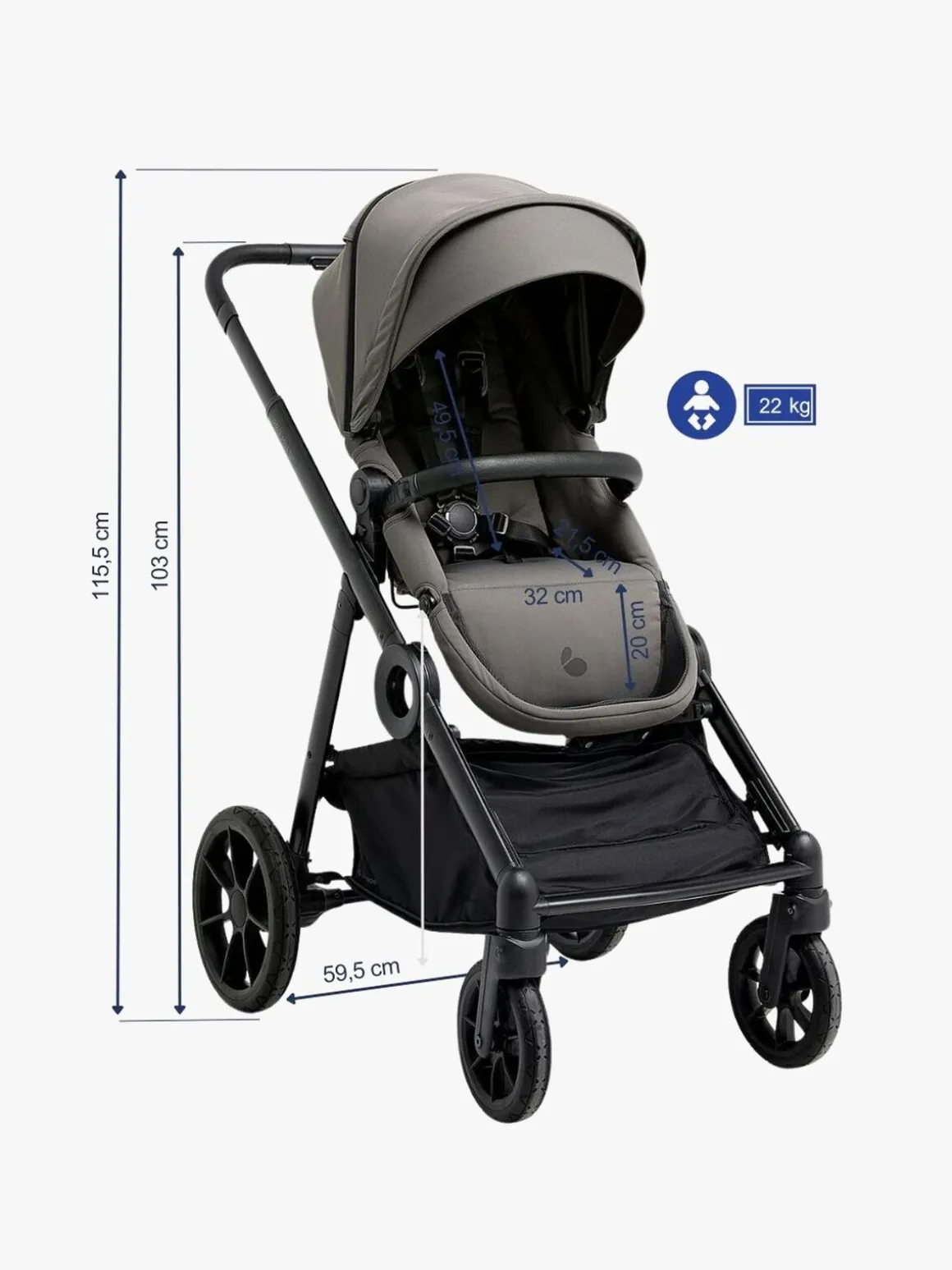 Beemoo Pro Multi 2 Klapvogn, Mocha Grey