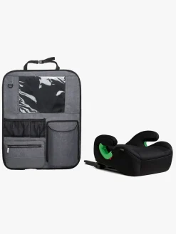 Beemoo Raise 2 i-Size Selepude ISOFIX inkl. Beemoo Deluxe Sædebeskytter med Opbevaring, Black Stone
