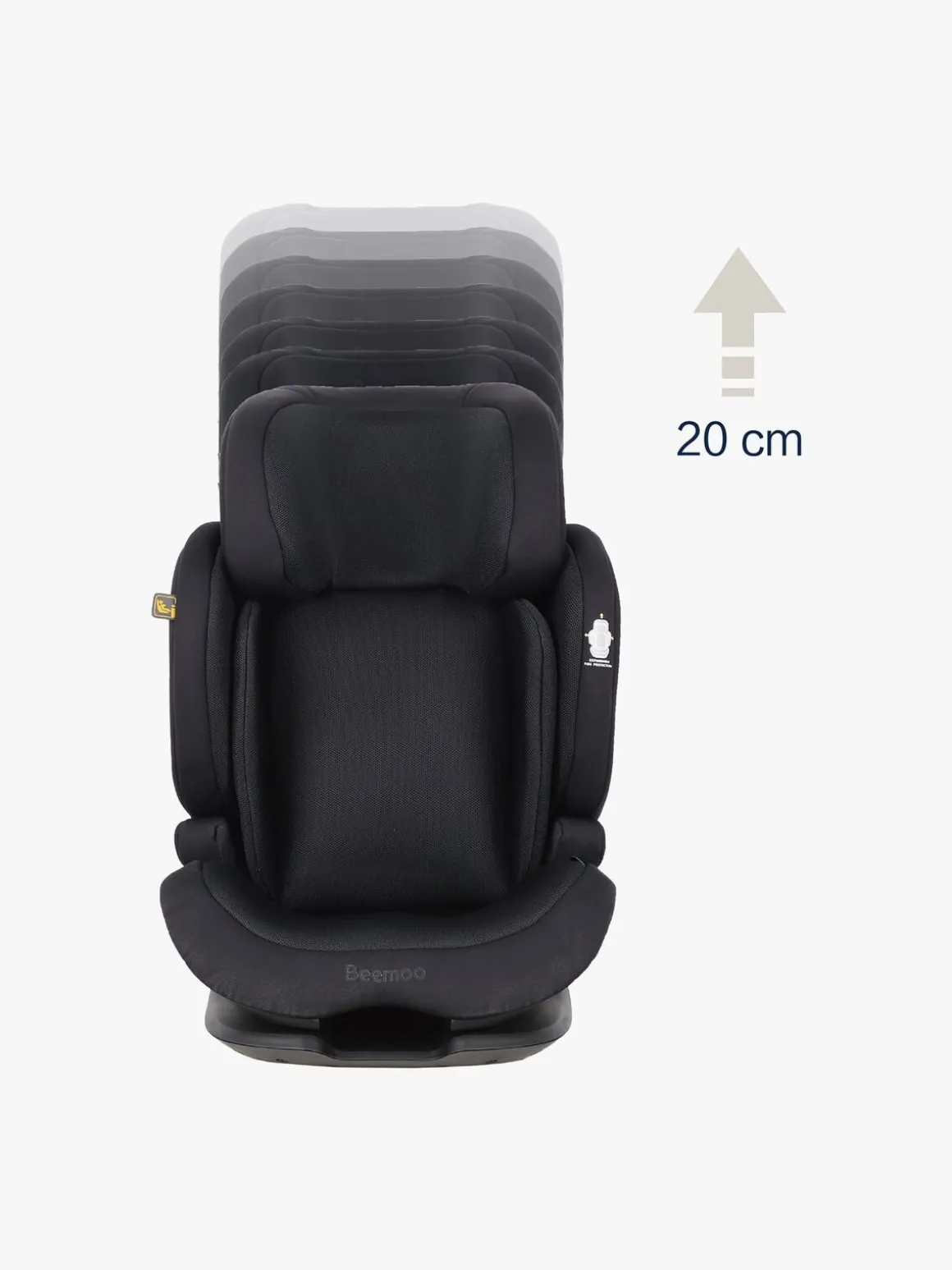 Beemoo Recline i-Size Autostol, Black Mesh