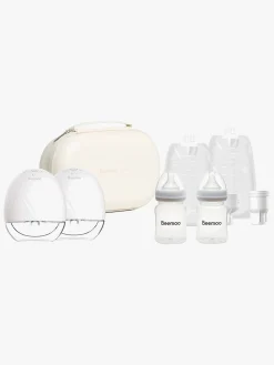 Beemoo CARE Wearable Elektrisk Brystpumper Dobbelt inkl. Modermælksposer Modermælksflaske & Opbevaringstaske