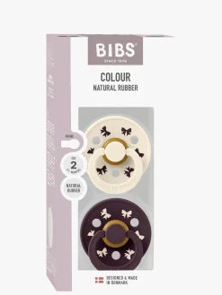 BIBS Colour Holiday Bow Sut 2-pak Latex Str. 2, Ivory/Plum