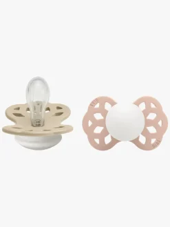 BIBS Infinity Sutter 2-Pak Silikone Str. 1 Symmetrisk, Vanilla GLOW/Blush GLOW