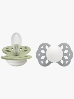 BIBS Infinity Sutter 2-Pak Silikone Str. 2 Symmetrisk, Sage GLOW/Cloud GLOW