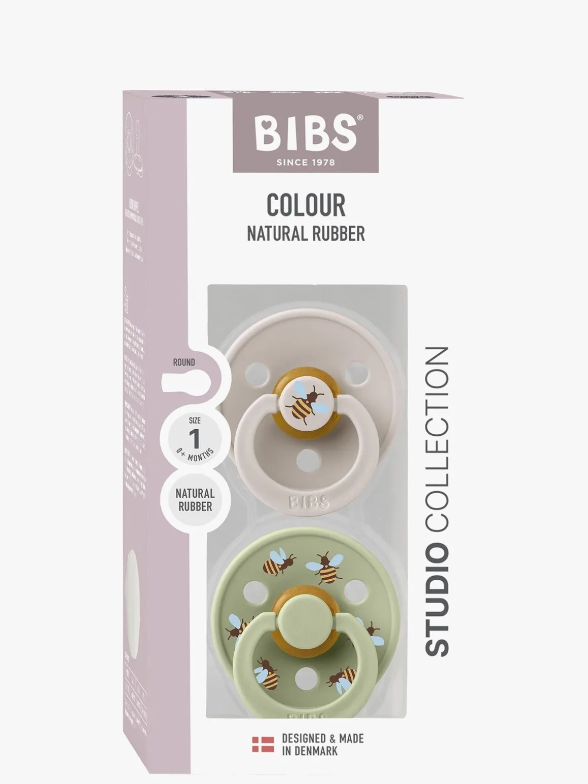 BIBS Studio Colour Bumblebee Sut 2-pak Latex Str. 1, Mushroom
