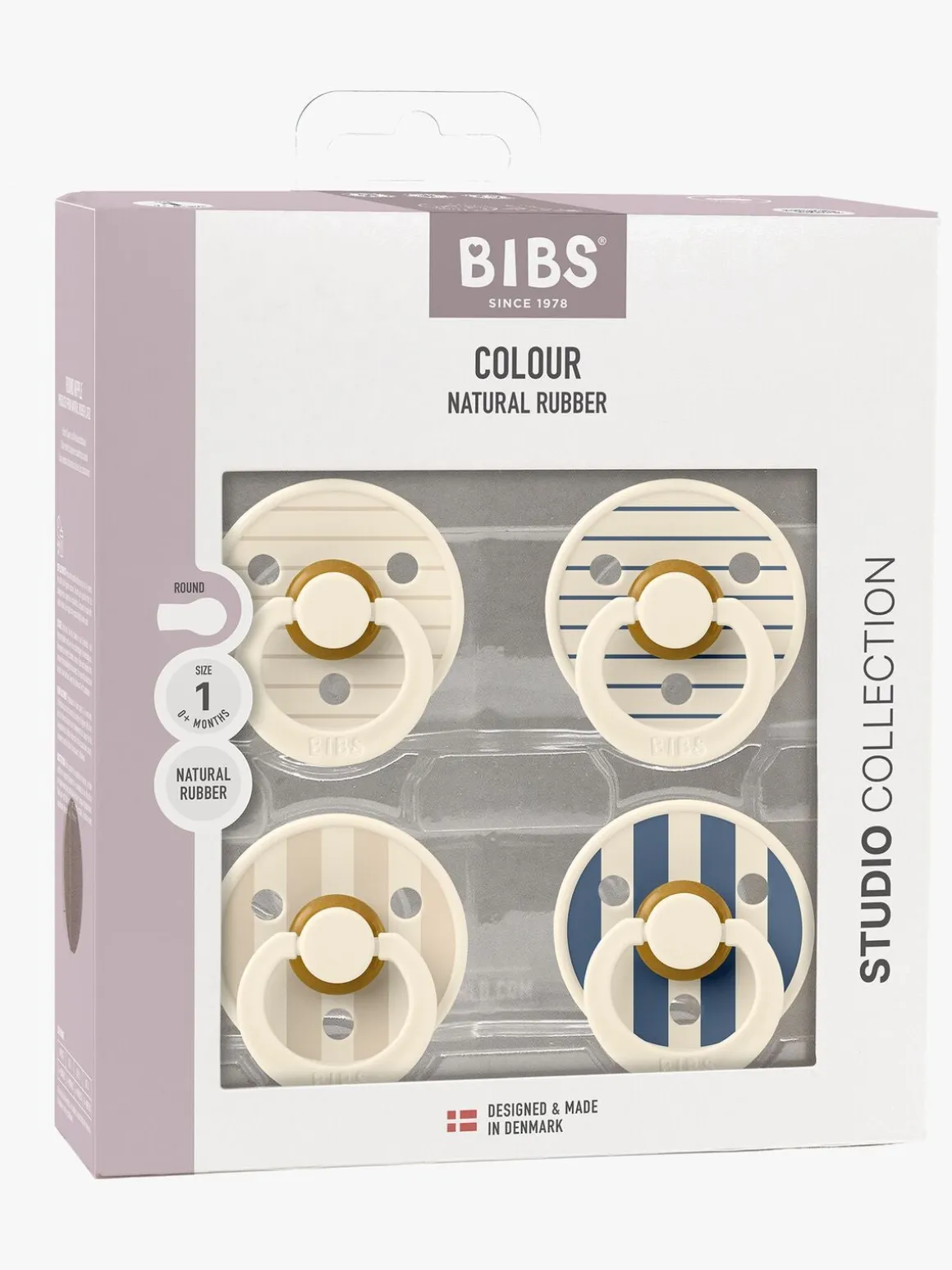 BIBS Studio Colour Sut 4-pak Latex Str. 1, Pin Ivory Vanilla/Pin Ivory Steel Blue