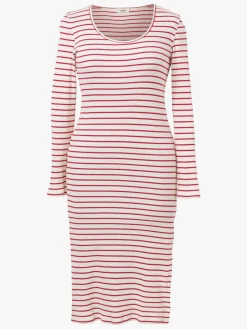 Boob Signe midi Kjole, Stripe White/Red