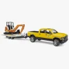 Bruder RAM Power Wagon Arbejdsbil med Trailer & Gravemaskine