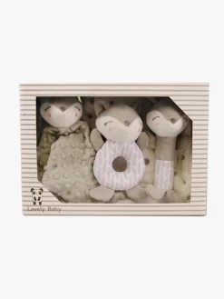 CarloBaby Fleecetæppe & Bamse Giftset Ræv, Grå