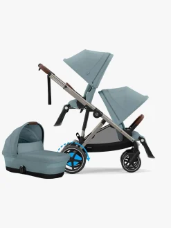 Cybex e-Gazelle S Søskendevogn inkl. Liggedel, Stormy Blue/Taupe