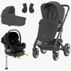 Cybex TALOS S Lux Duovogn inkl. Beemoo Route i-Size Autostol Baby & ISOFIX Base, Moon Black/Black Stone