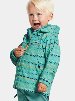 Didriksons Dellen Softshelljakke, Waveprint Turquoise