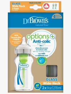 Dr. Brown's Option+ Bred Hals Glasflaske 270 ml 2-pak