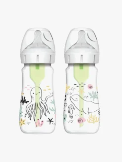 Dr. Brown's WideNeck Options+ Sutteflasker Ocean 270 ml 2-Pak, Hvid