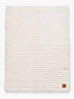 Elodie Furry Knit Tæppe, Vanilla White