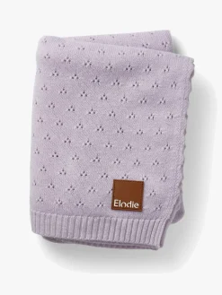 Elodie Pointelle-strikket Tæppe 100x75, Lavender Love