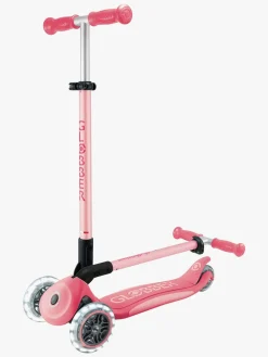 Globber Primo Sammenklappelig Plus Lights V2 Trehjulet Løbehjul, Coral Pink