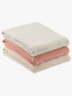 Hauck Cuddle N Clean Tæppe/ Stofble i Musselin 3-pak, Beige Dots/Cork/Beige