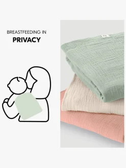 Hauck Cuddle N Clean Tæppe/ Stofble i Musselin 3-pak, Sage/Beige/Cork