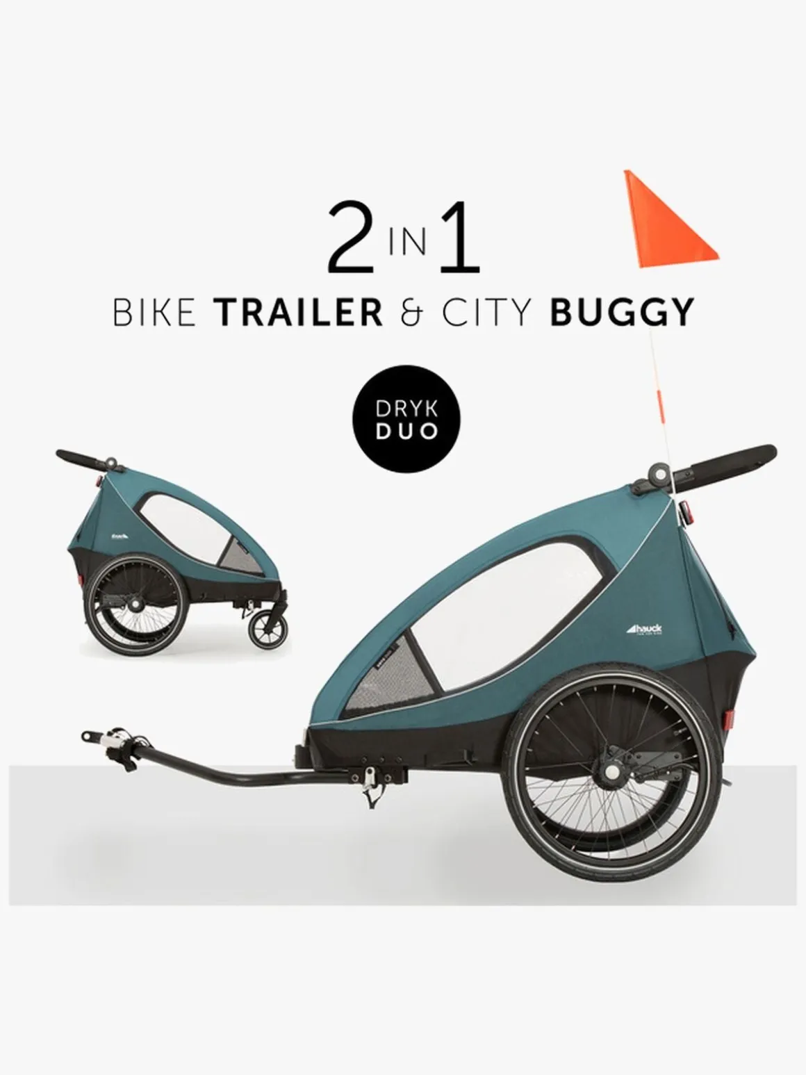 Hauck Dryk Duo Cykelanhænger, Ocean Green