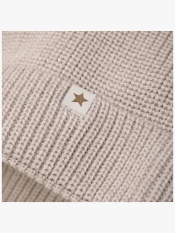 Huttelihut Hue Merinould med Pomponer, Camel Melange