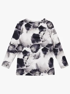 Hyperfied Long Sleeve Logo Top, Black/Grey Watercolor