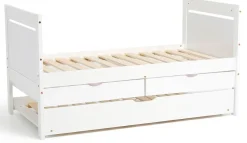 JLY 70x140 Juniorseng med Ekstraseng + Opbevaringskasser, Hvid