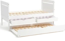 JLY 70x140 Juniorseng med Ekstraseng + Opbevaringskasser, Hvid