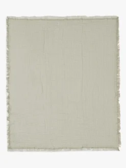 Jollein Tæppe/ Stofble i Musselin Fringe, Olive Green/Ivory