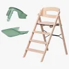 KAOS Klapp Højstol inkl. Beskyttelsesbøjle & Bakke, Beech Natural/Mineral Green