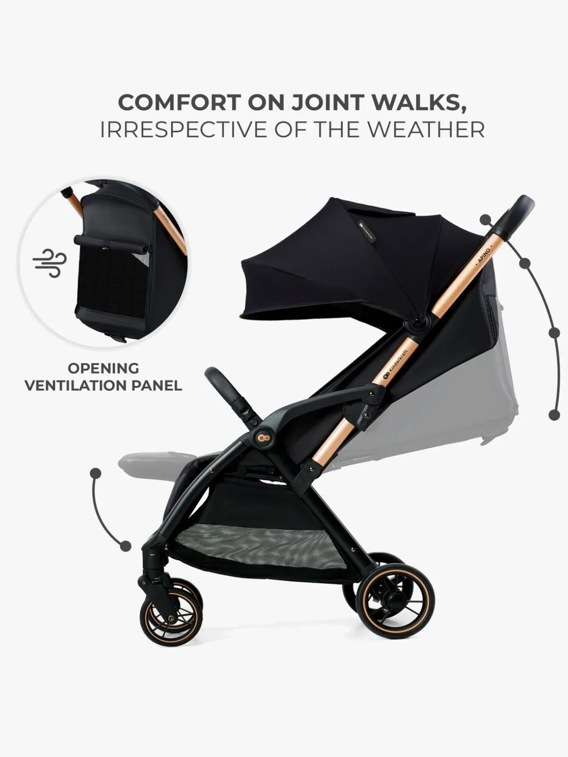 Kinderkraft APINO Klapvogn, Raven Black