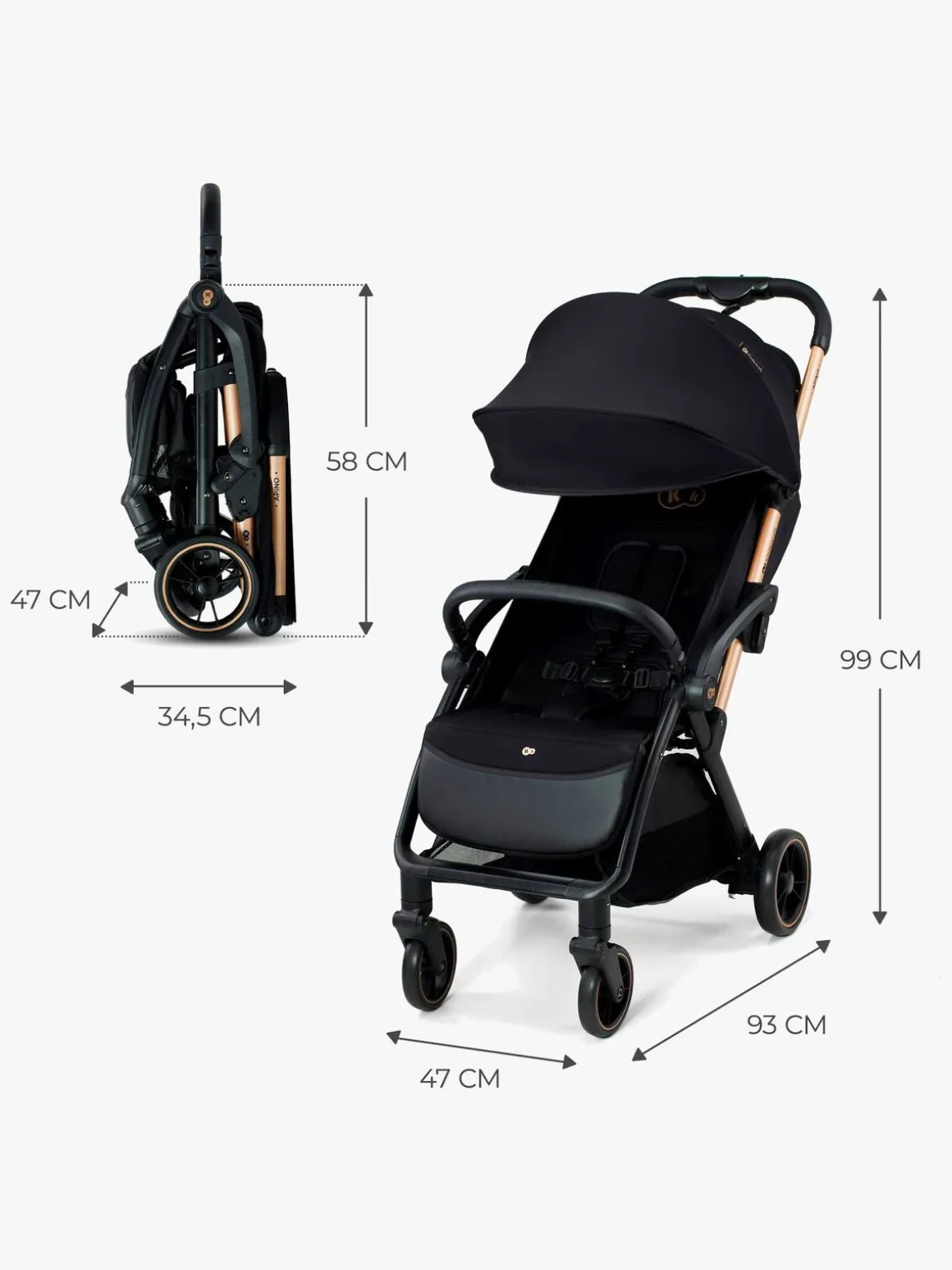 Kinderkraft APINO Klapvogn, Raven Black