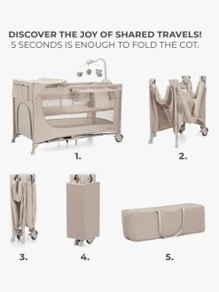 Kinderkraft JOY 2 Weekendseng med Tilbehør, Beige