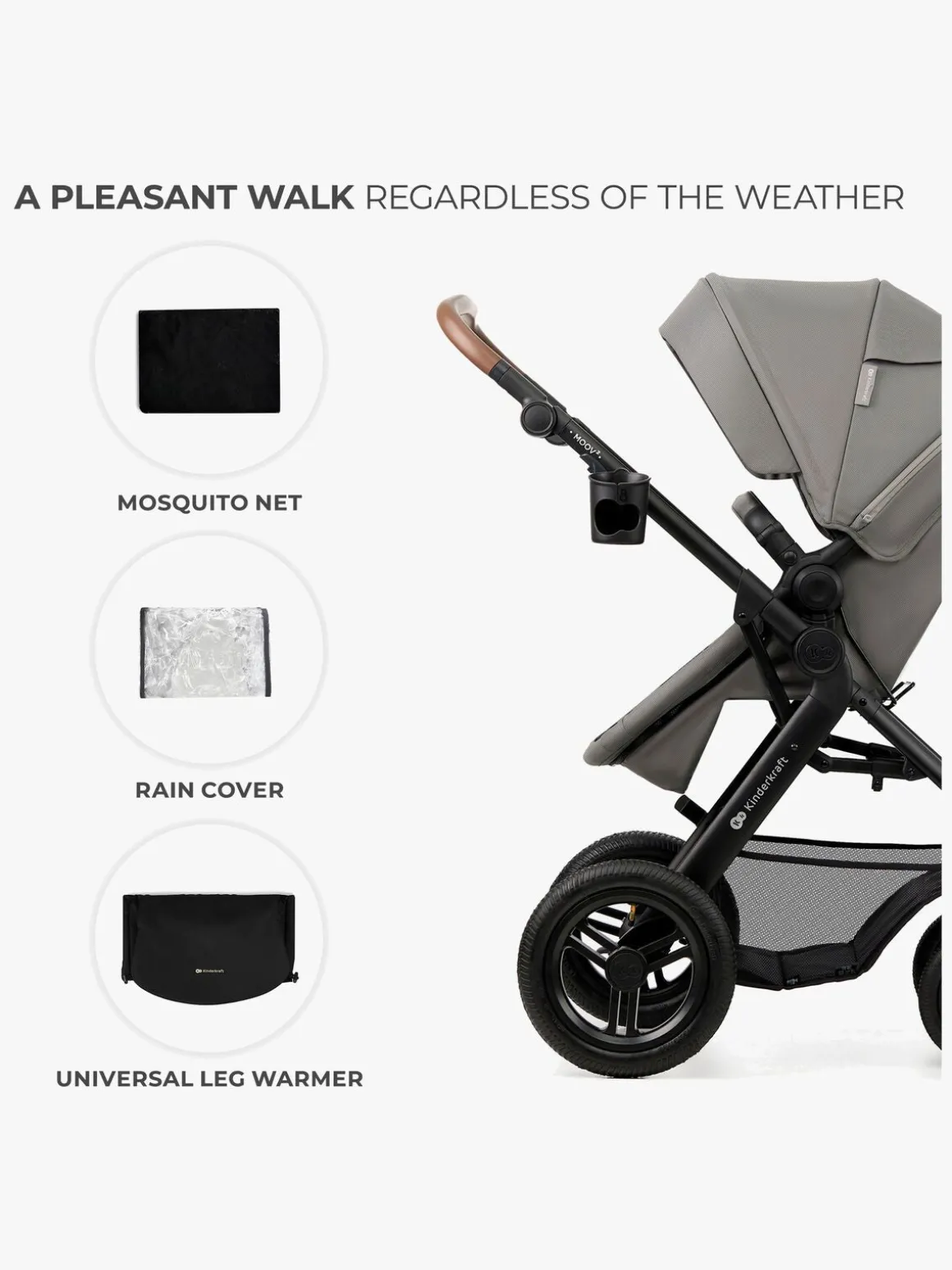 Kinderkraft MOOV 2 Air 3-in-1 Duovogn, Light Grey