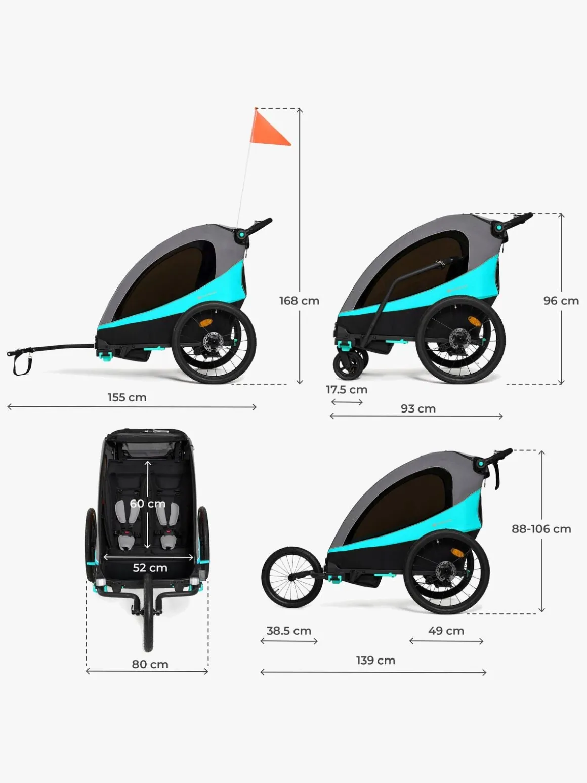 Kinderkraft Nava Cykelanhænger, Hawaiian Blue