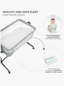 Kinderkraft Neste Up 2 Bedside Crib, Light Grey